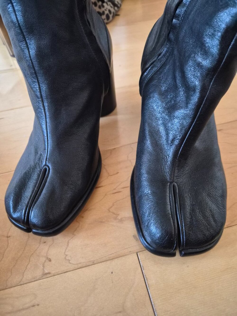 Maison Margiela Black Knee High Leather Tabi Boots Sz 40 - Picture 9 of 12